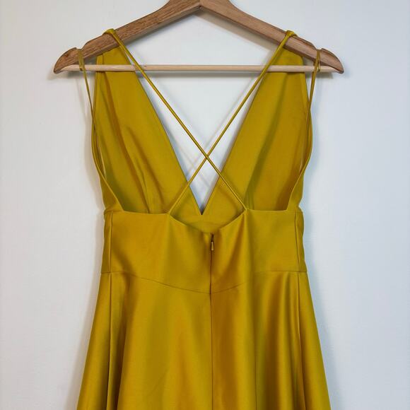Anthropologie BHLDN Shelby A Line Midi Dress Size 2 Satin Yellow Wedding Formal - Picture 5 of 14